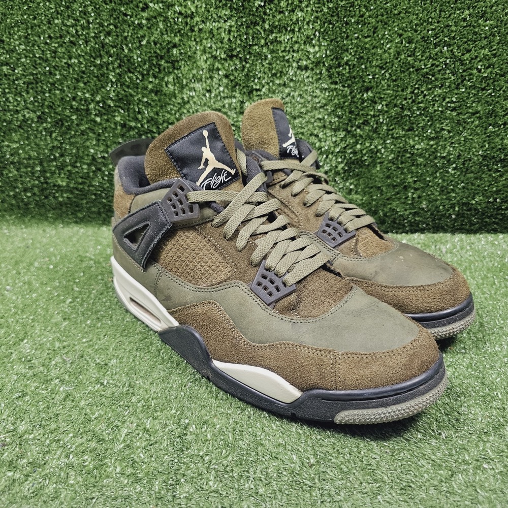 Nike Air Jordan 4 Craft Olive Athletic Mid Sneakers FB9927-200 Mens Size 14